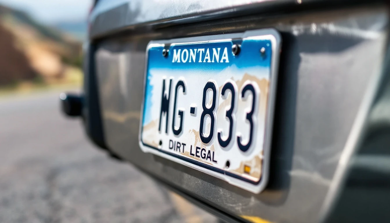 Montana Dirt Legal license plate on vehicle, showcasing LLC registration for off-road vehicle ownership