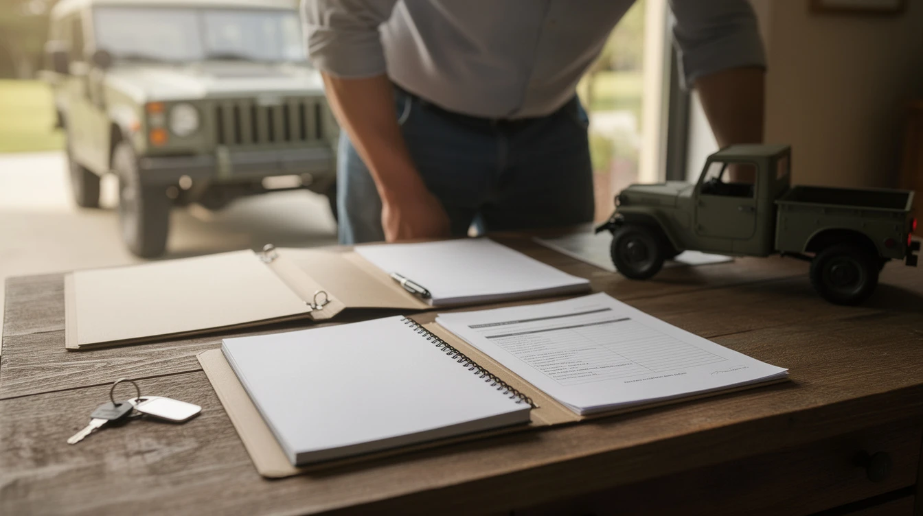 What records should I keep for military vehicle ownership?