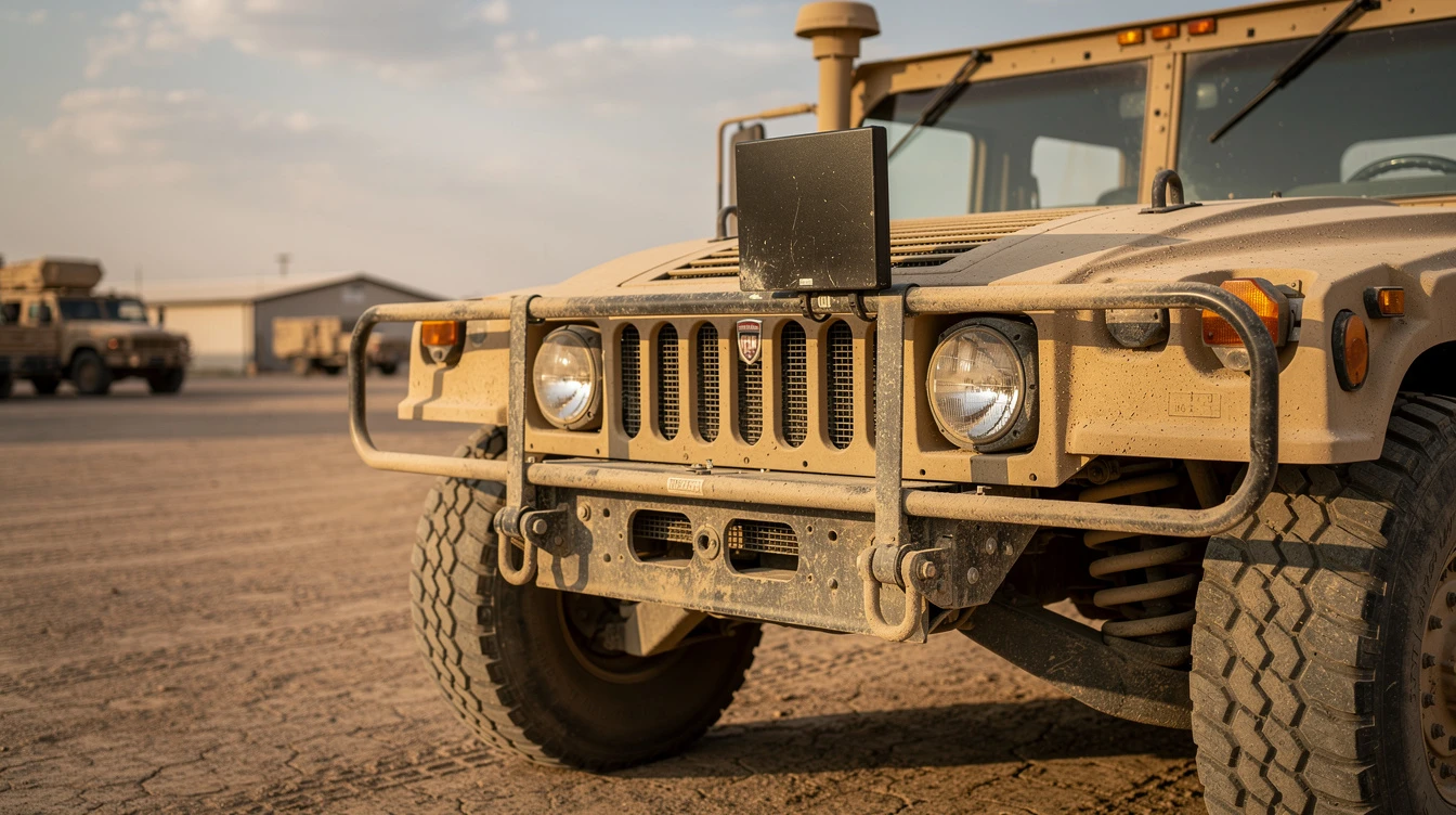 Flat Black Box on HMMWV Front Bumper Explained