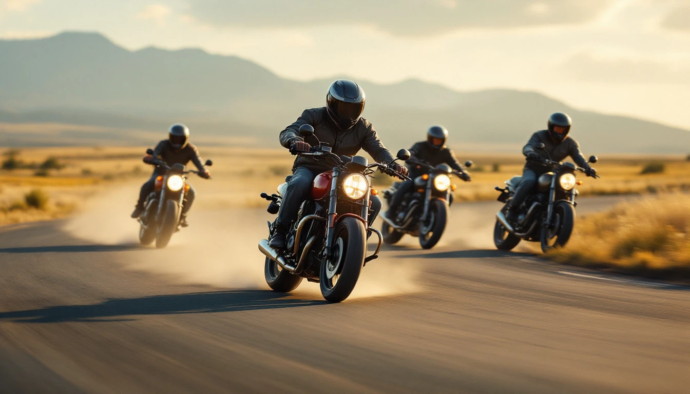 Motorcycle rider practicing cone weave drill with instructor observing on a training course
