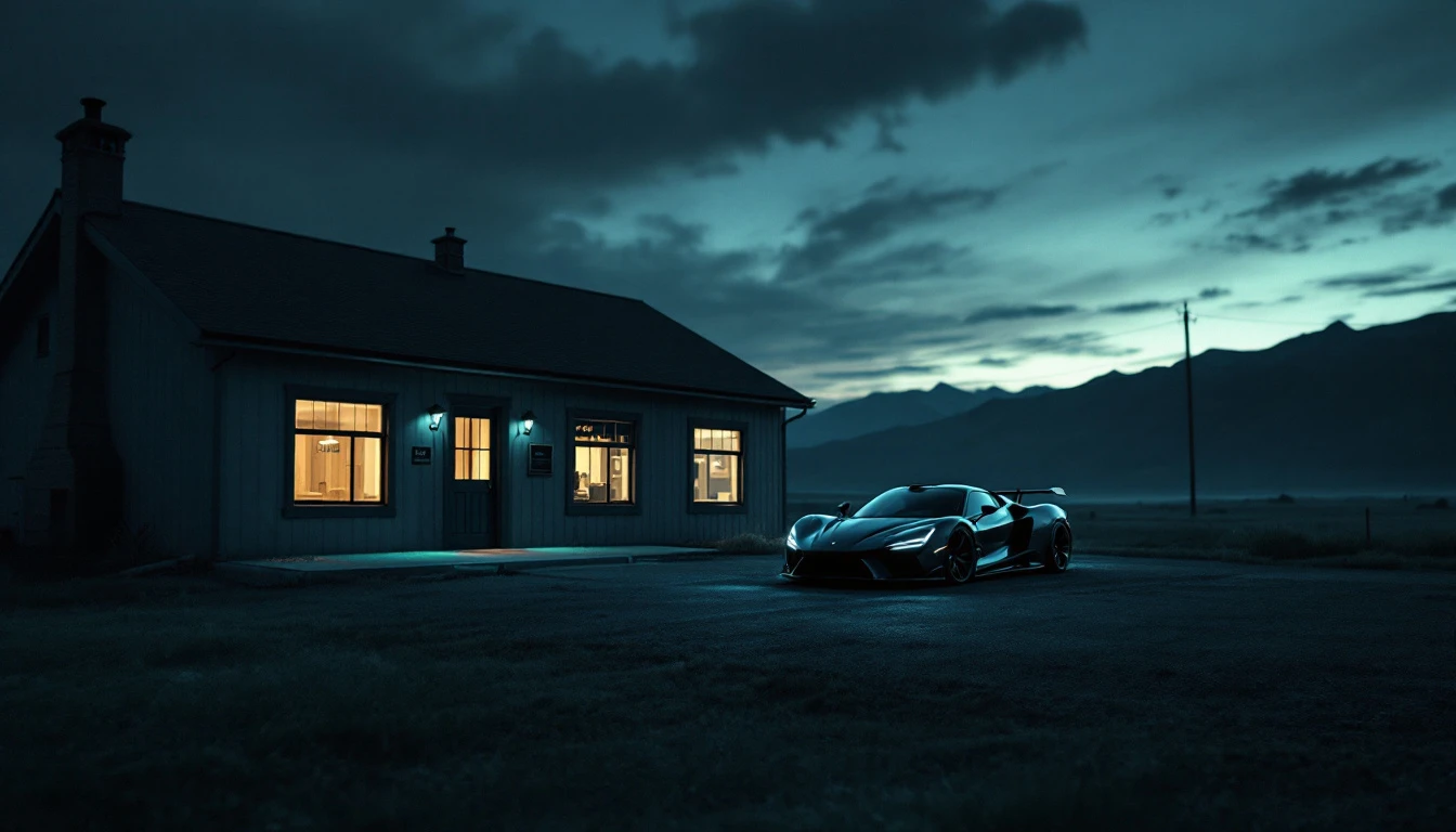 Elevated sports car in modern showroom with unified asset management and registration process displayed together.
