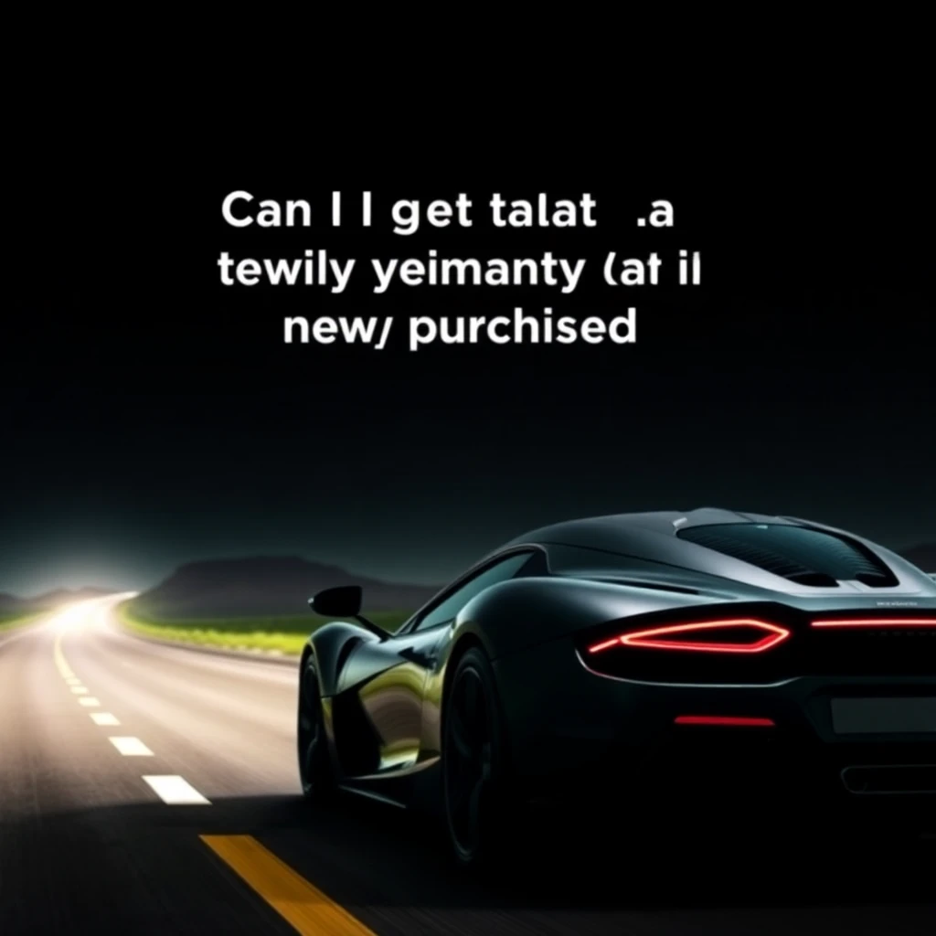 Sleek sports car driving on highway at night with illuminated taillights and road markings visible