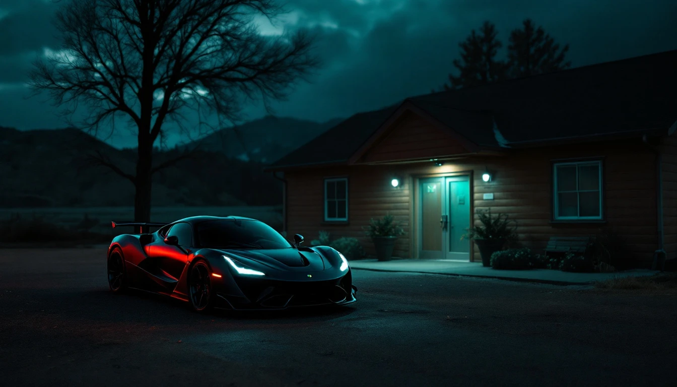 Red sports car parked at modern home at dusk, illustrating elevated vehicle registration and Montana LLC protection