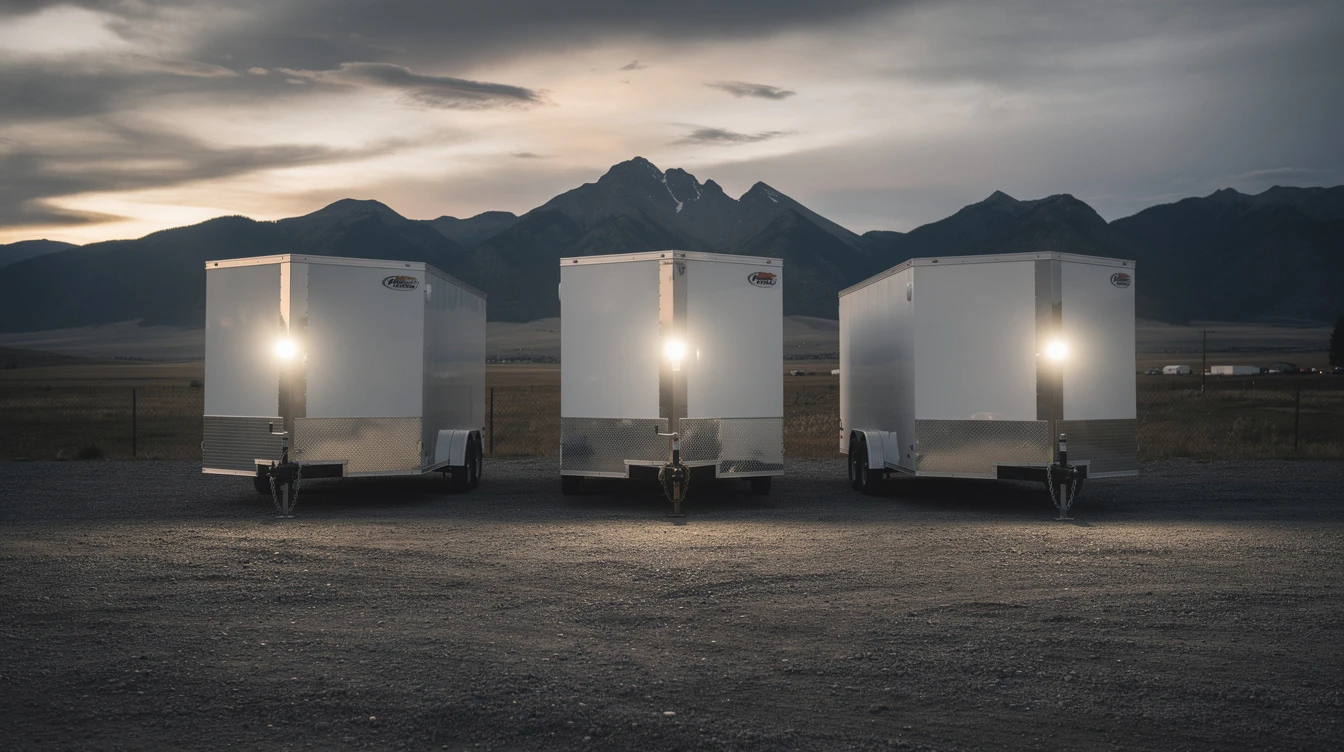 Montana cargo trailer registration, enclosed cargo trailers on commercial lot