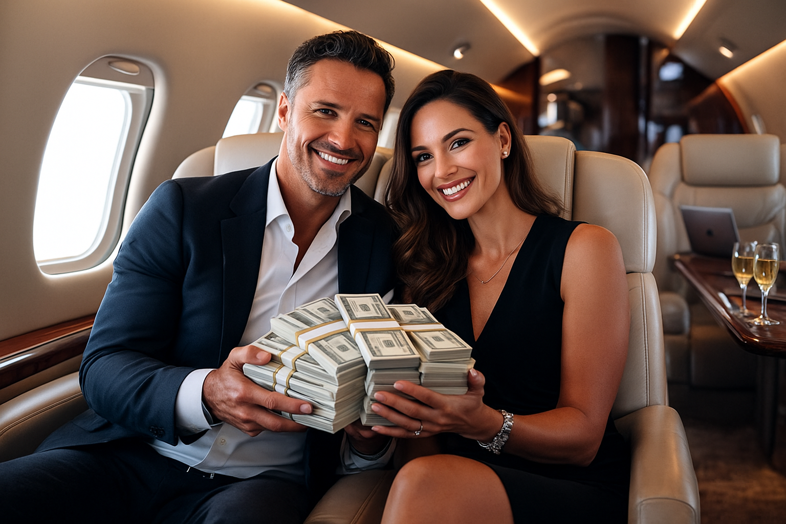 Private Jet Parked on Ramp