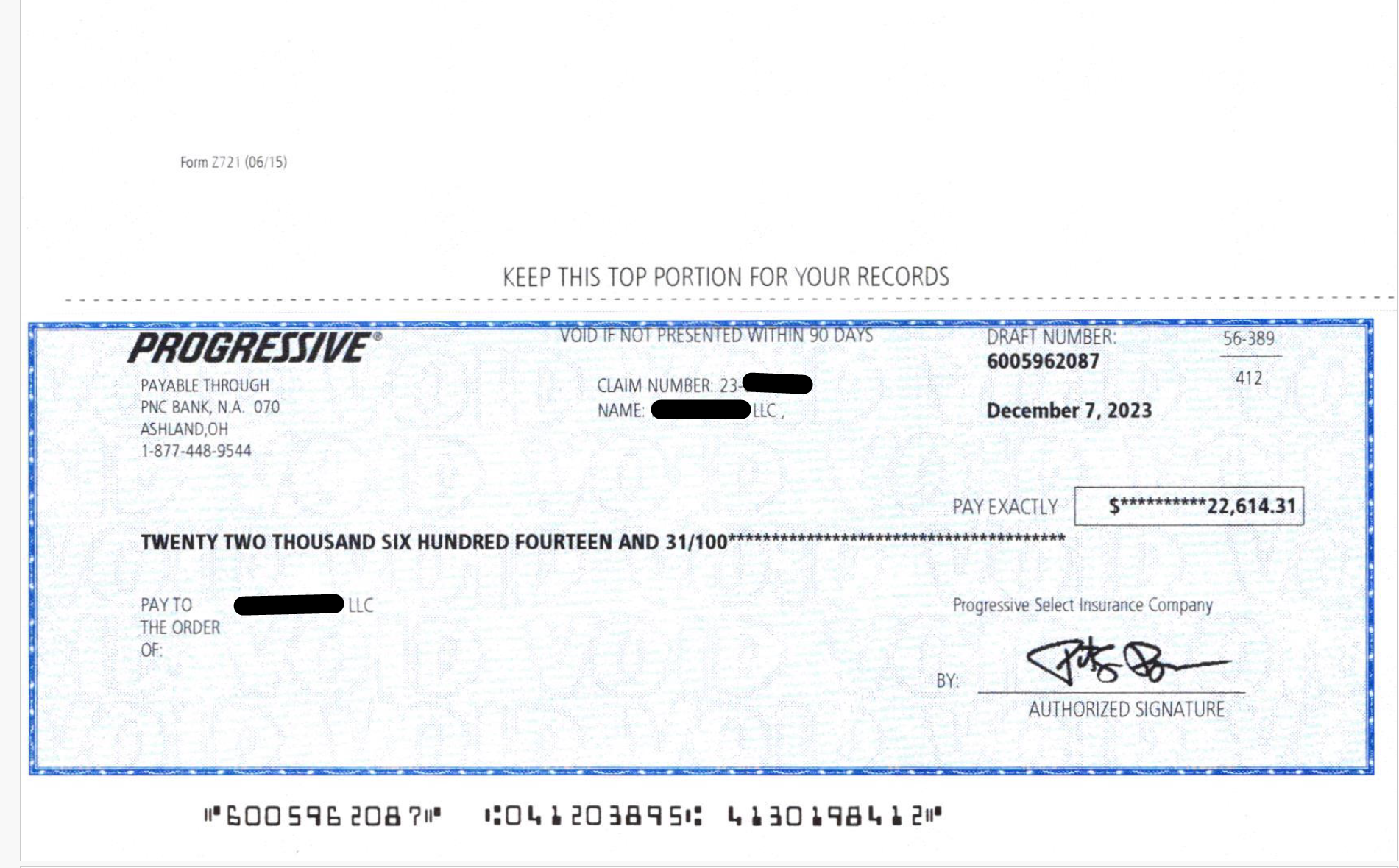 Insurance check for Montana LLC