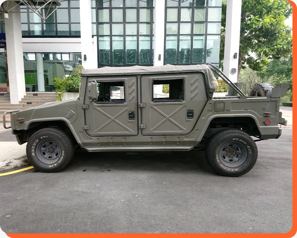 military vehicle on street