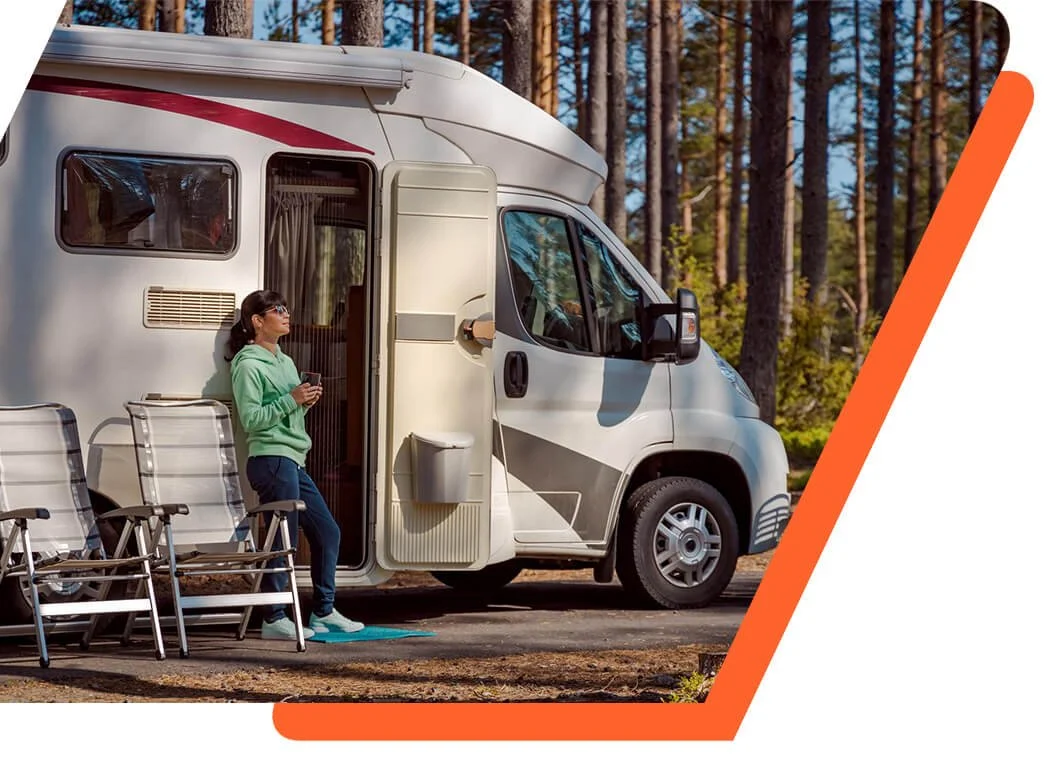 woman next o a RV