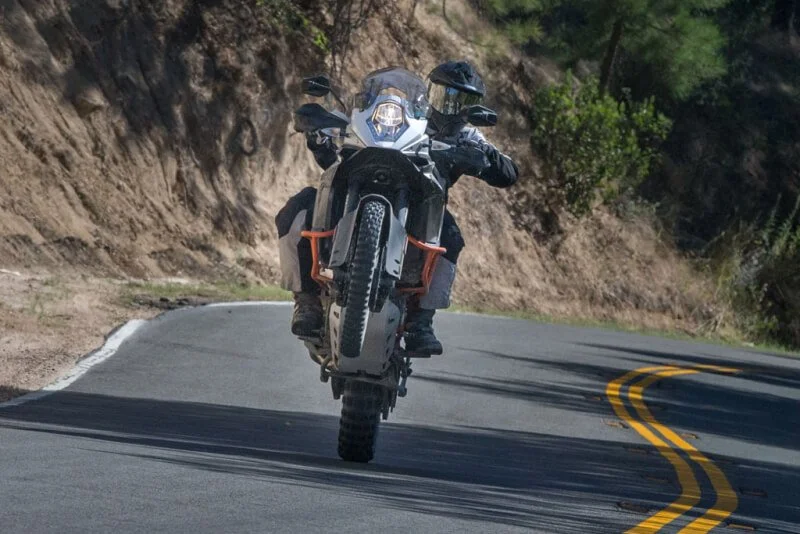 KTM 1190 Adventure R wheelie on street