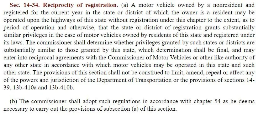 STATE registration reciprocity statute (excerpt)