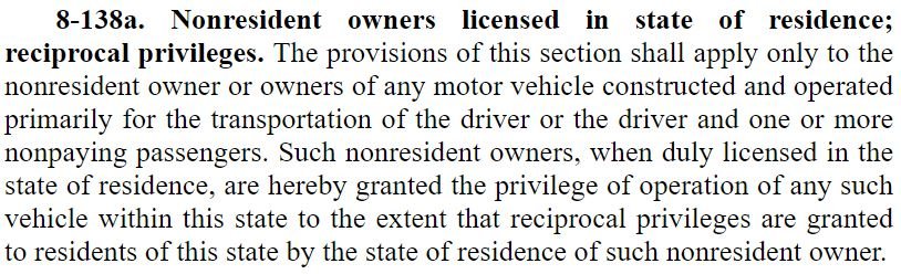 Kansas motor vehicle reciprocal privileges law for nonresident owners operating vehicles across state lines legally