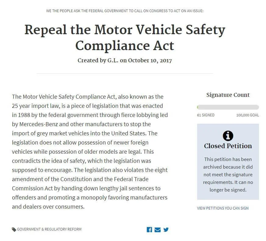 closed petition repeal 25 year rule