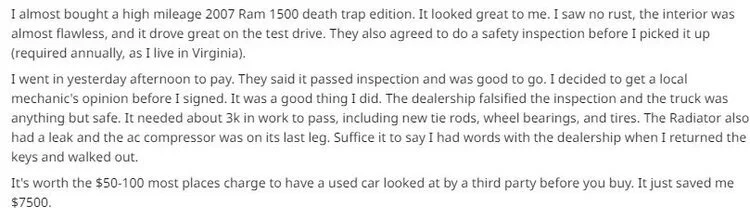 prepurchase inspection review