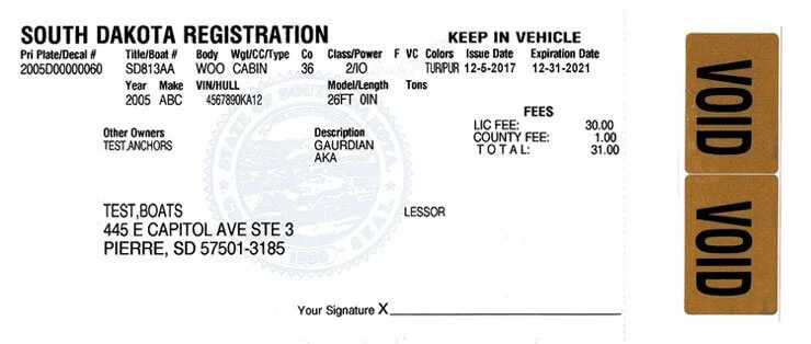 south dakota vehicle registration