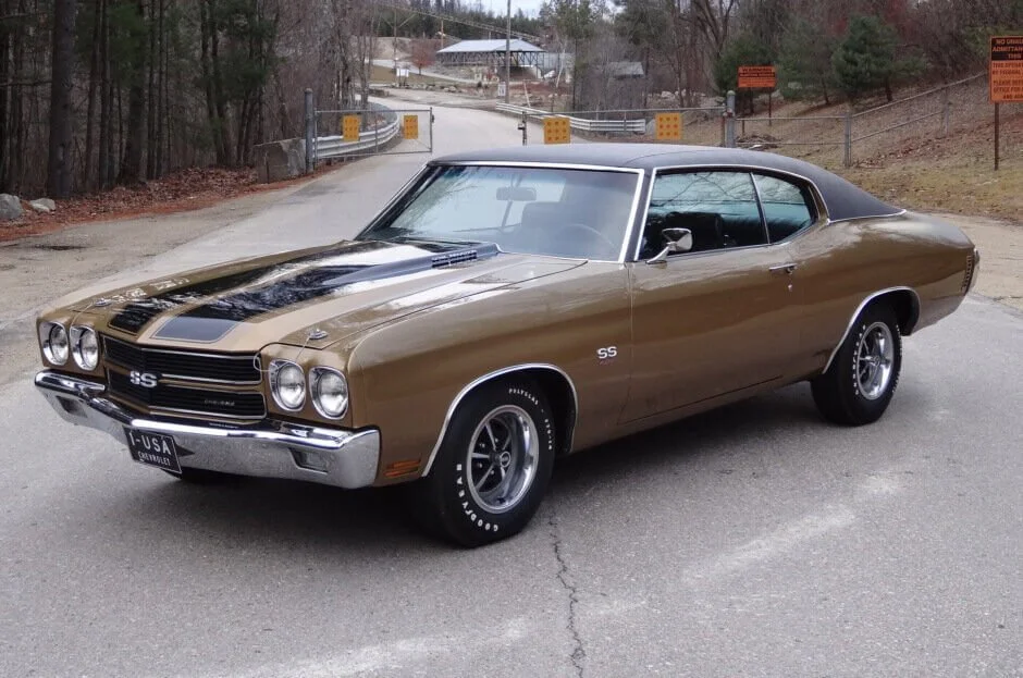 Classic bronze Chevrolet SS muscle car displayed at auction, exemplifying collectible vehicles sold through online bidding