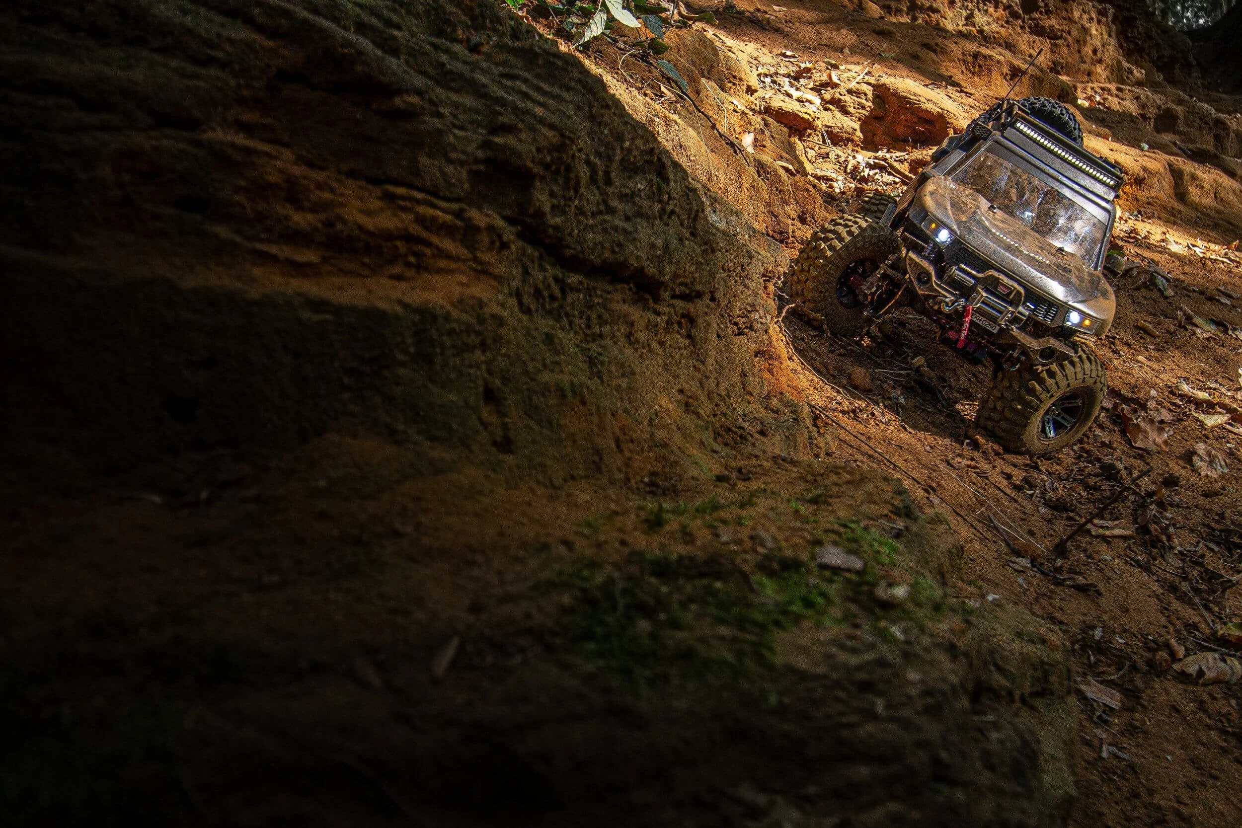 modified black suv on rocky mountain