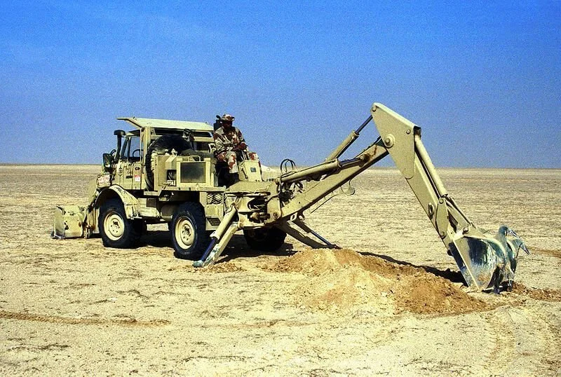 Backhoe loader during Operation Desert Storm