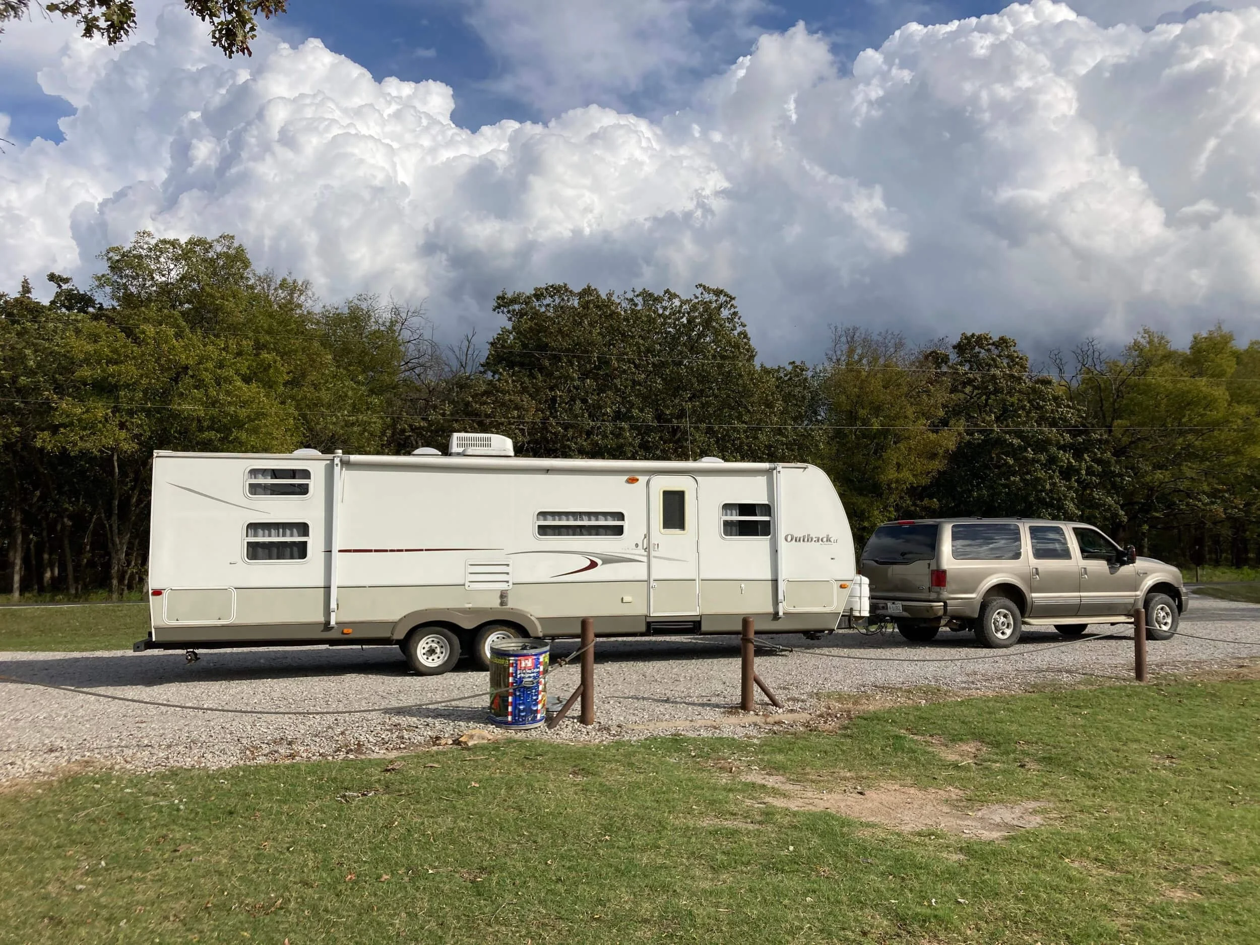 family truckster parked beside road