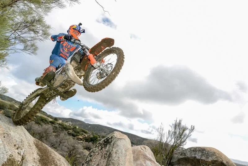 2016 KTM250XC jumping in the air