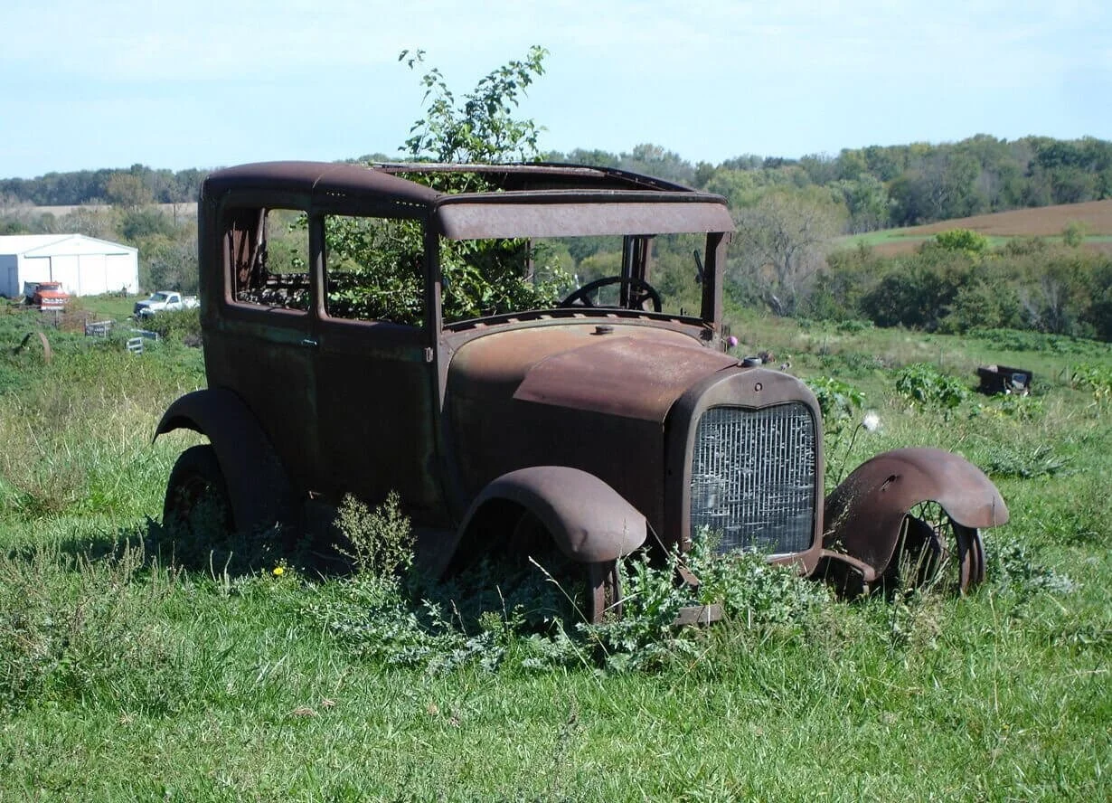 rusty car with no title