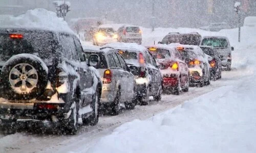 winter traffic jam