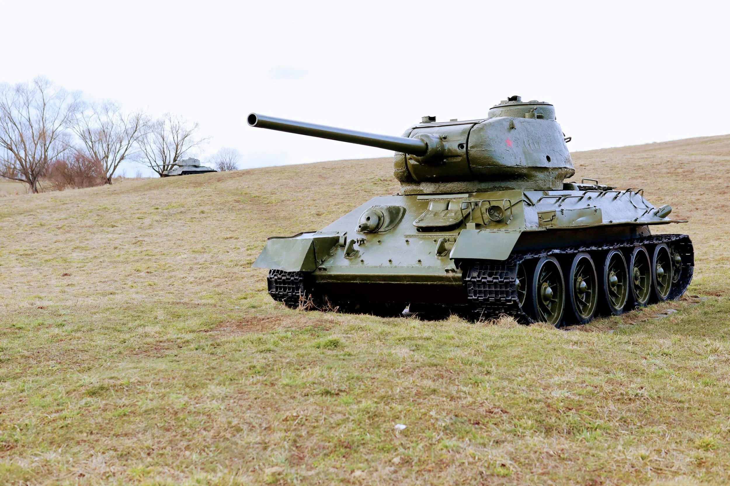 tank on grass field