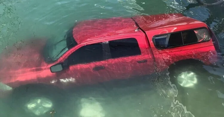 car under water