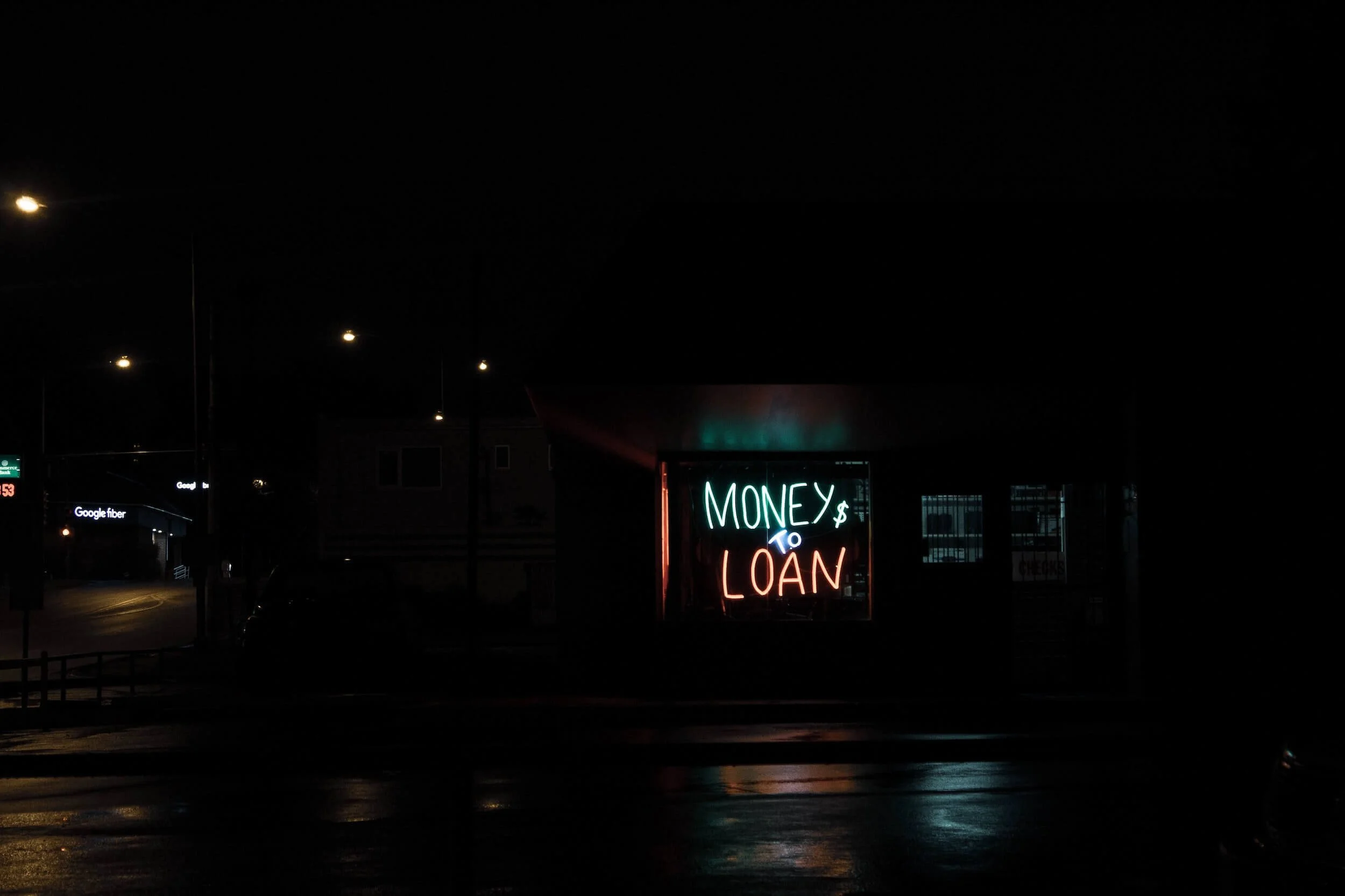 money to loan neon sign