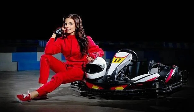 woman sitting on a Go Kart