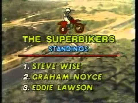low resolution graphic that says THE SUPERBIKERS STANDINGS STEVE WISE GRAHAM NOYCE EDDIE LAWSON
