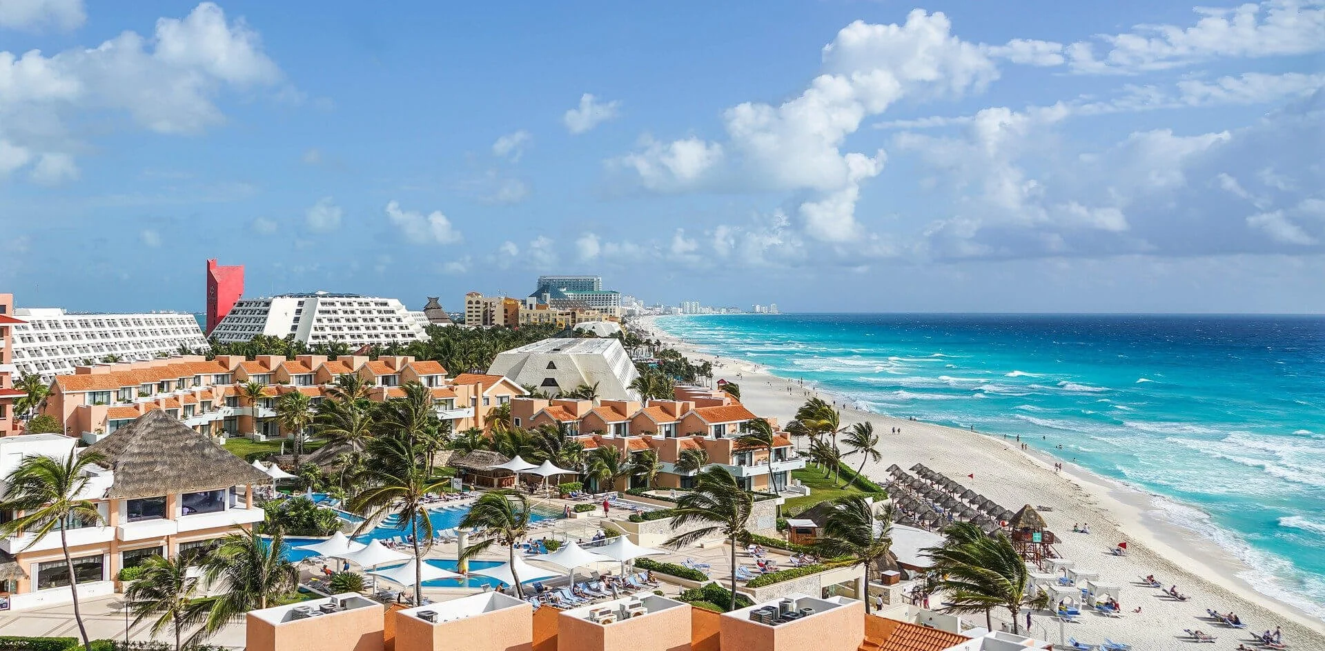 aerial view of Cancun beach in Mexico