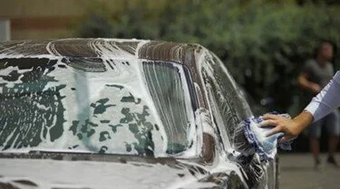 washing a car