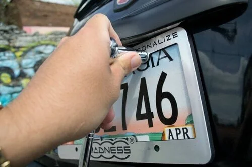 affixing a license plate