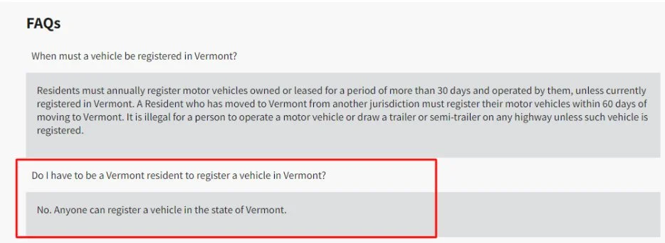 vermont DMV website screenshot