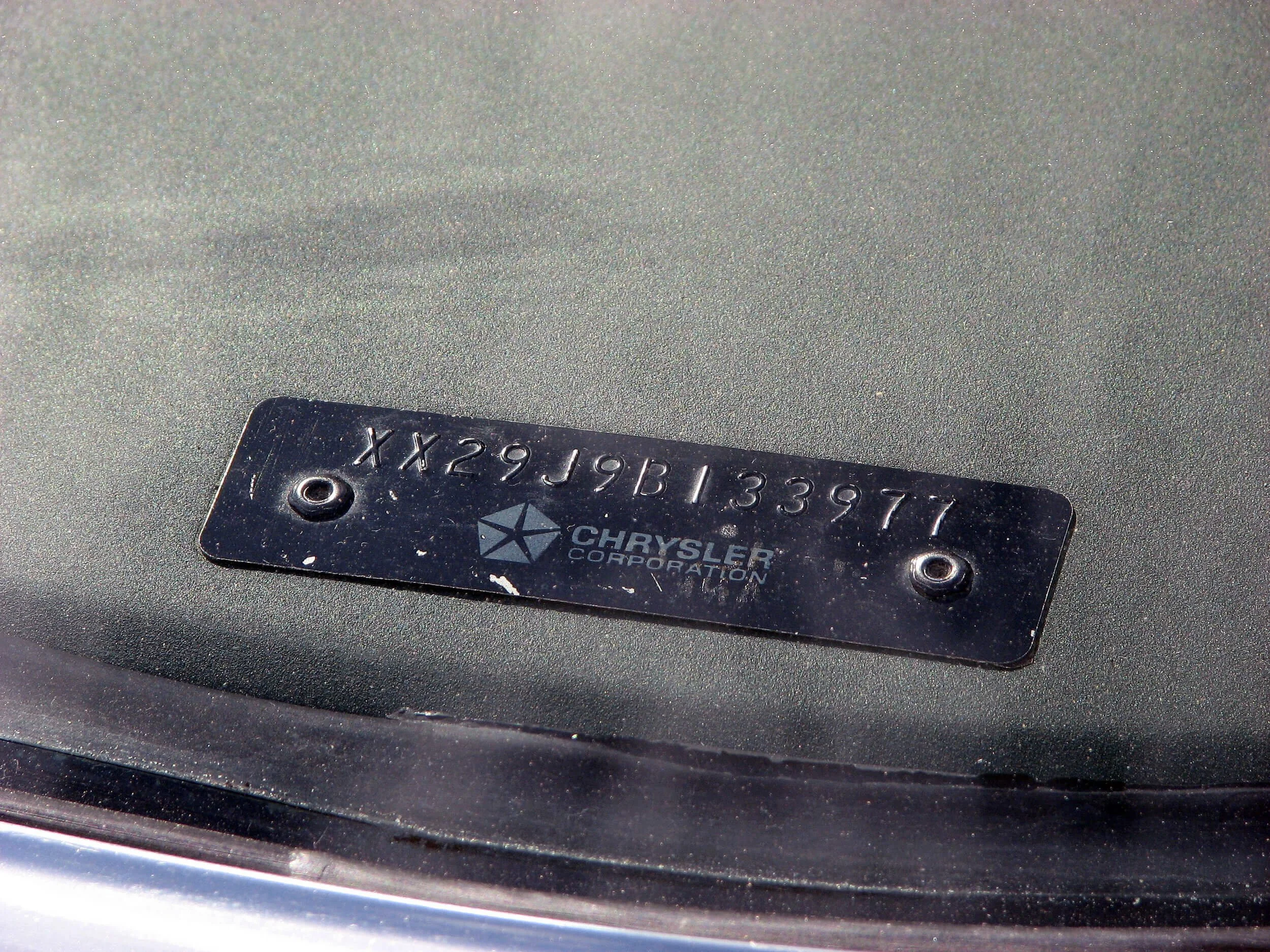 typical VIN plate