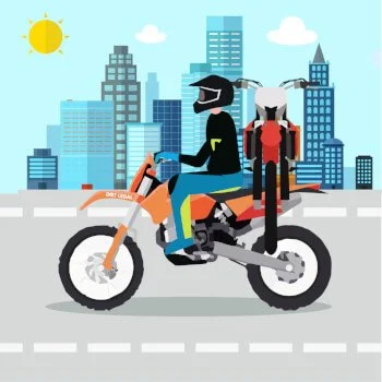 illustration of dirt bike rider with another dirt bike on the back