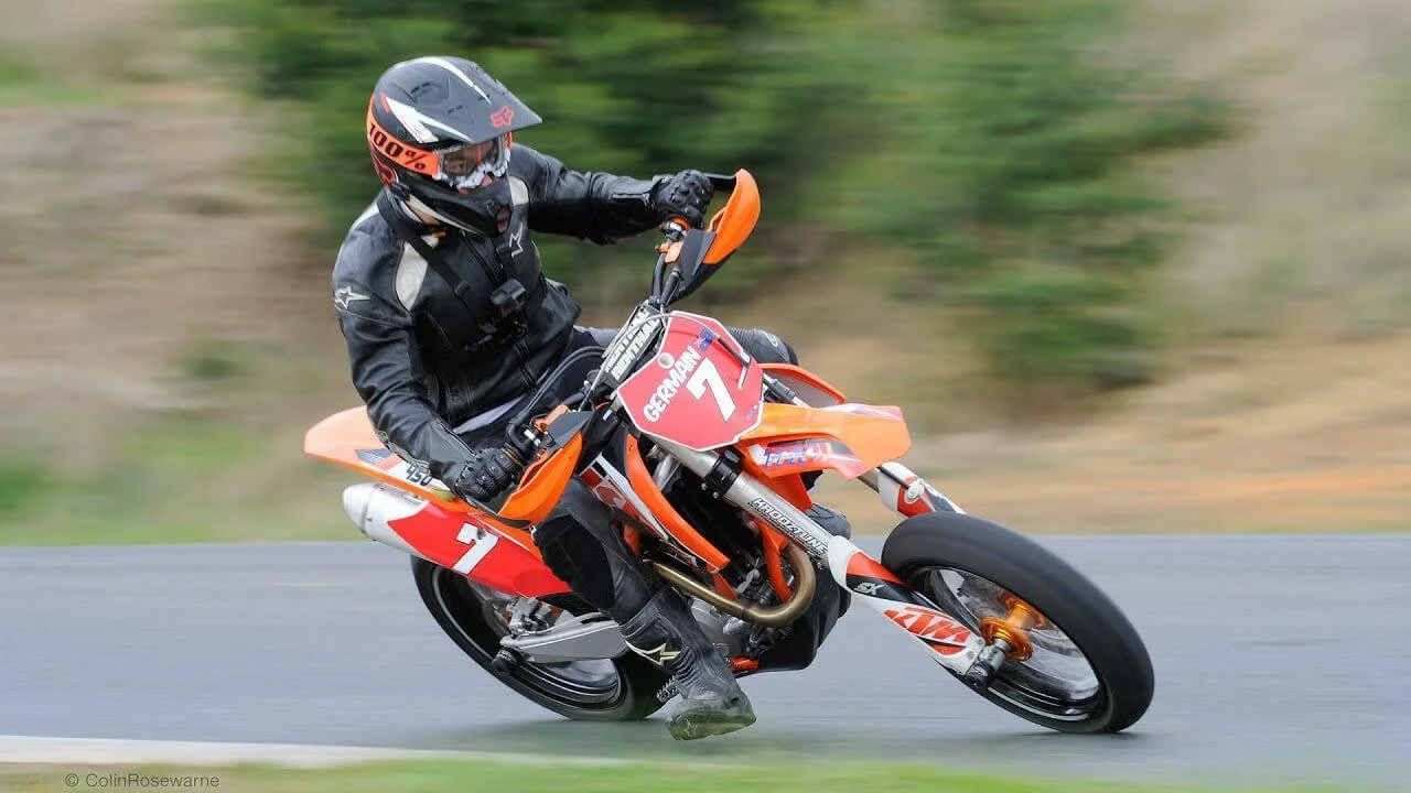 KTM SX-F rider on street