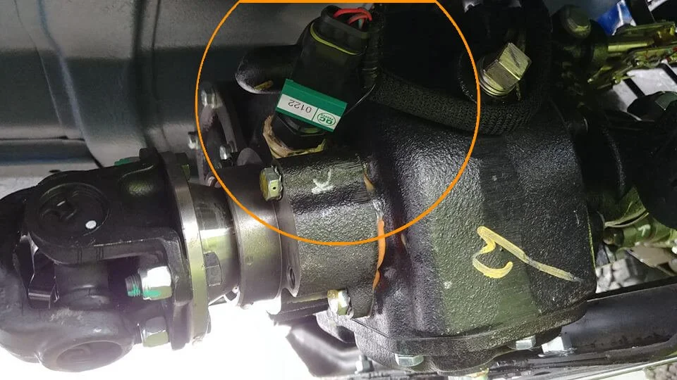 The speed sensor of a Mahindra Roxor