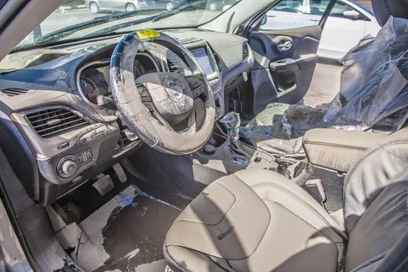 damaged car interior