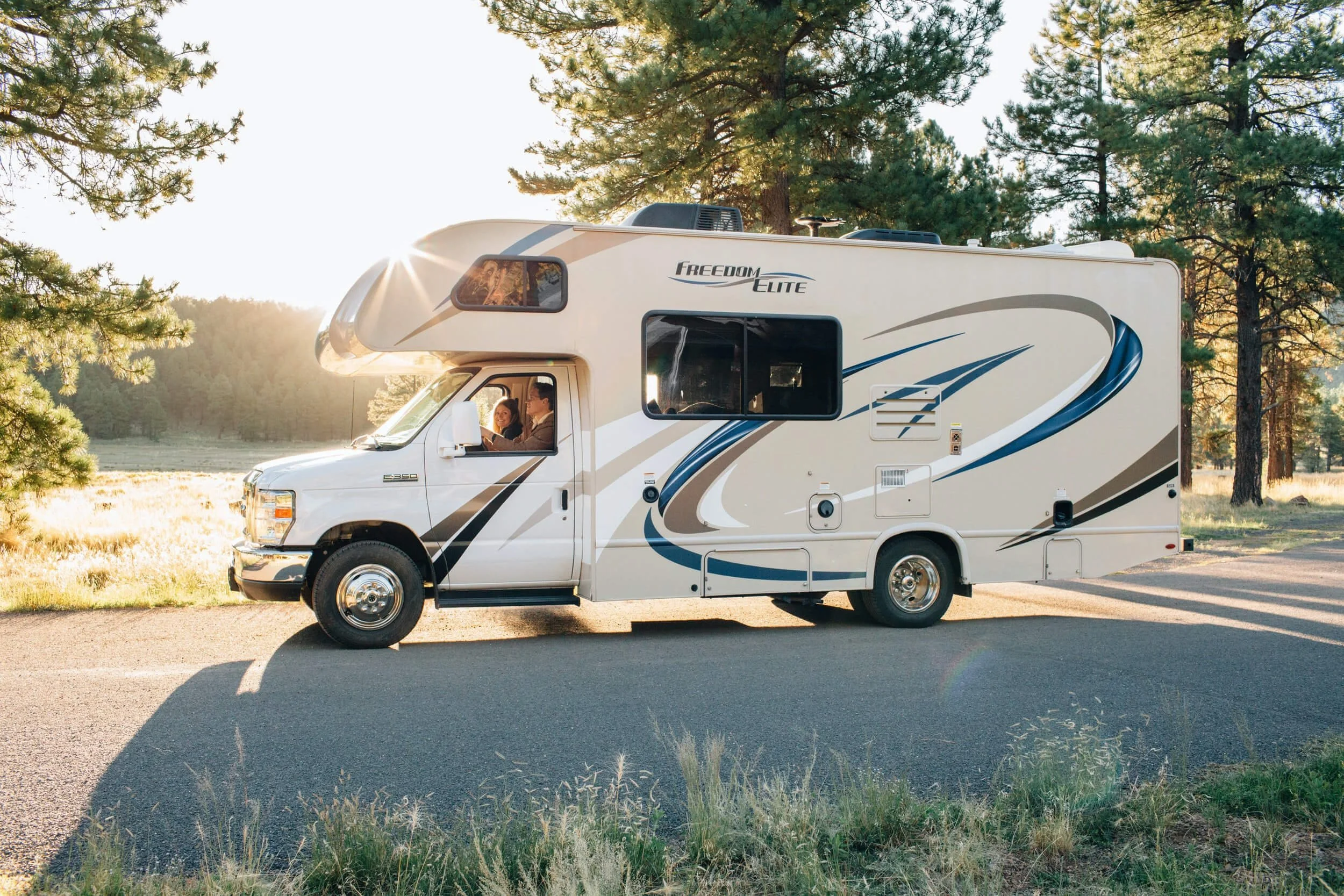 RV parked on road