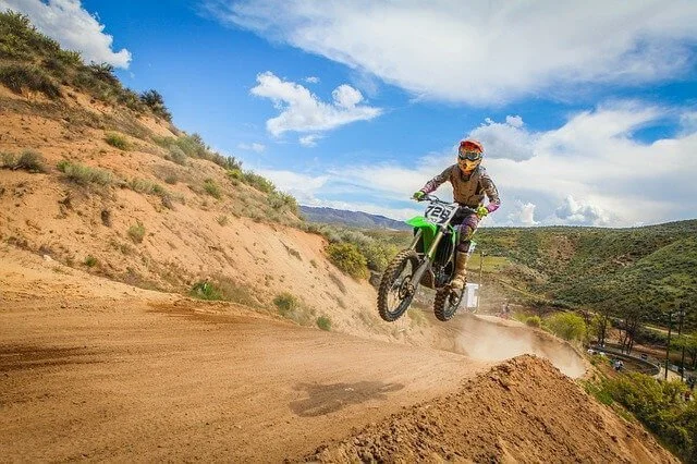 dirt bike jumping in the air