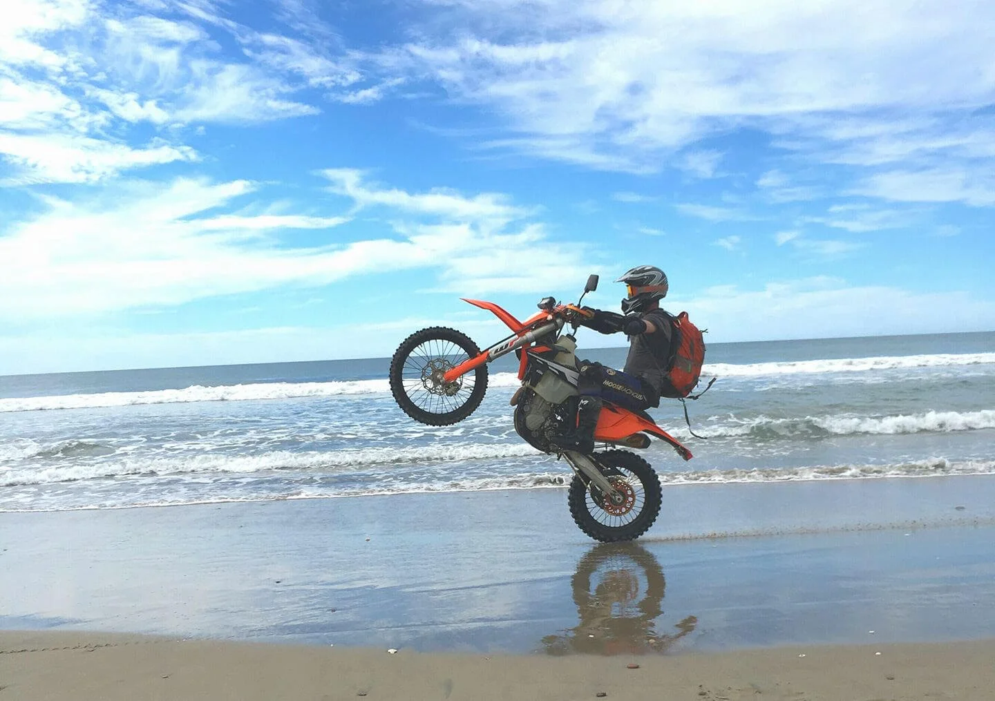 KTM riding on beach