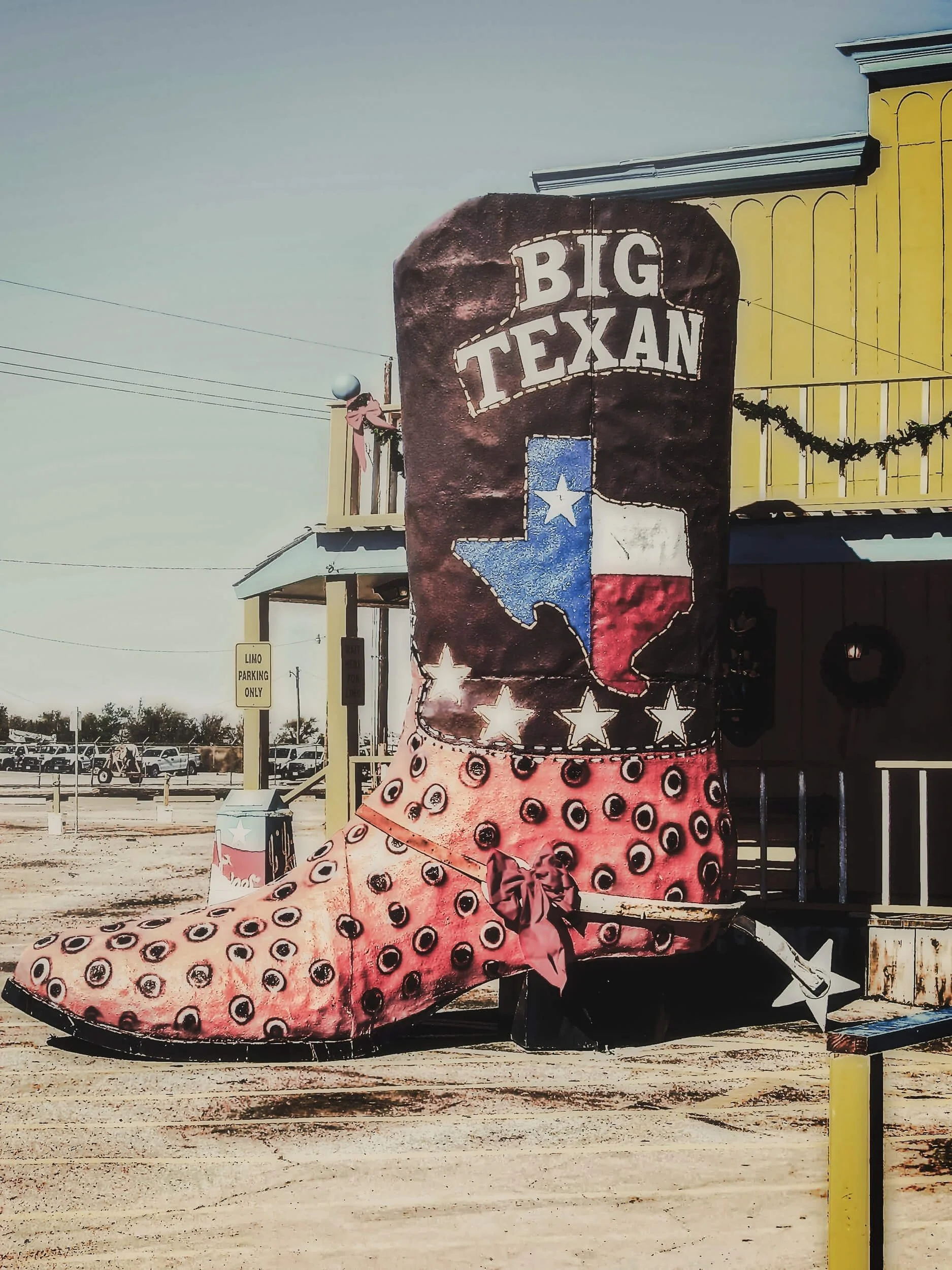 large boots outside The Big Texan Steak House in Amarillo