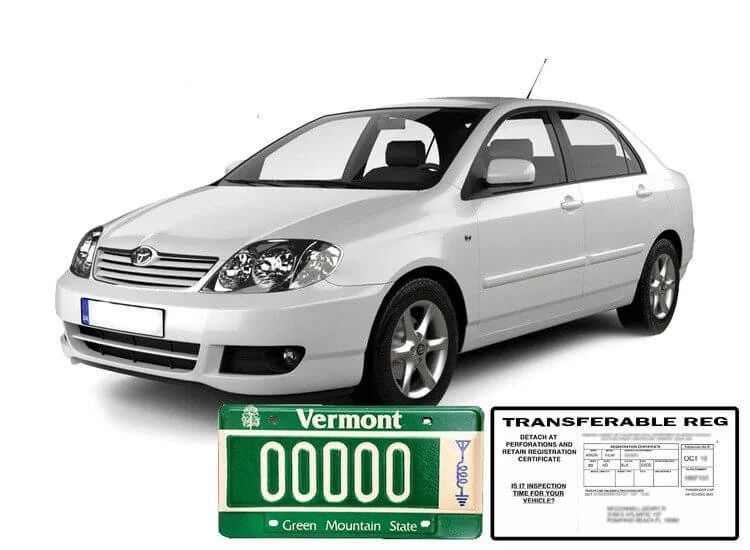 vehicle with vermont plate and transferable registration